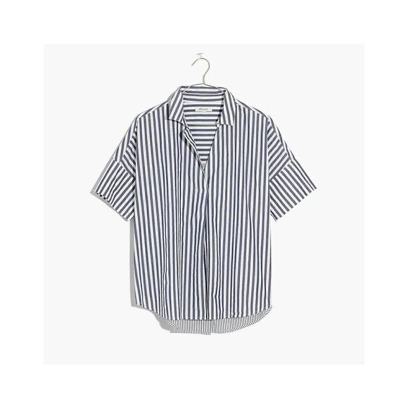 MADEWELL Courier Button-Back Shirt in Stripe Mix XS - Picture 5 of 11